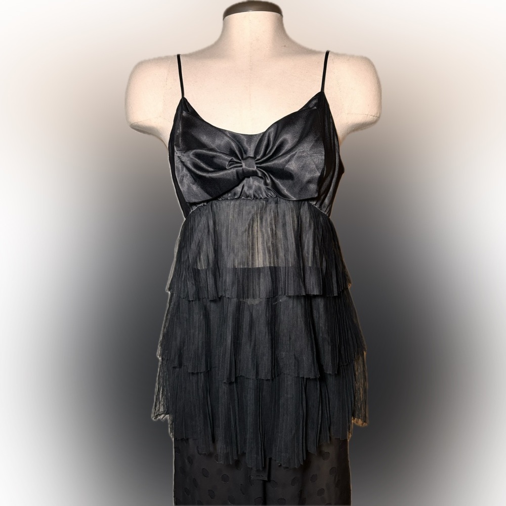 Victoria's Secret Black Tiered Mesh Babydoll Camisole Medium